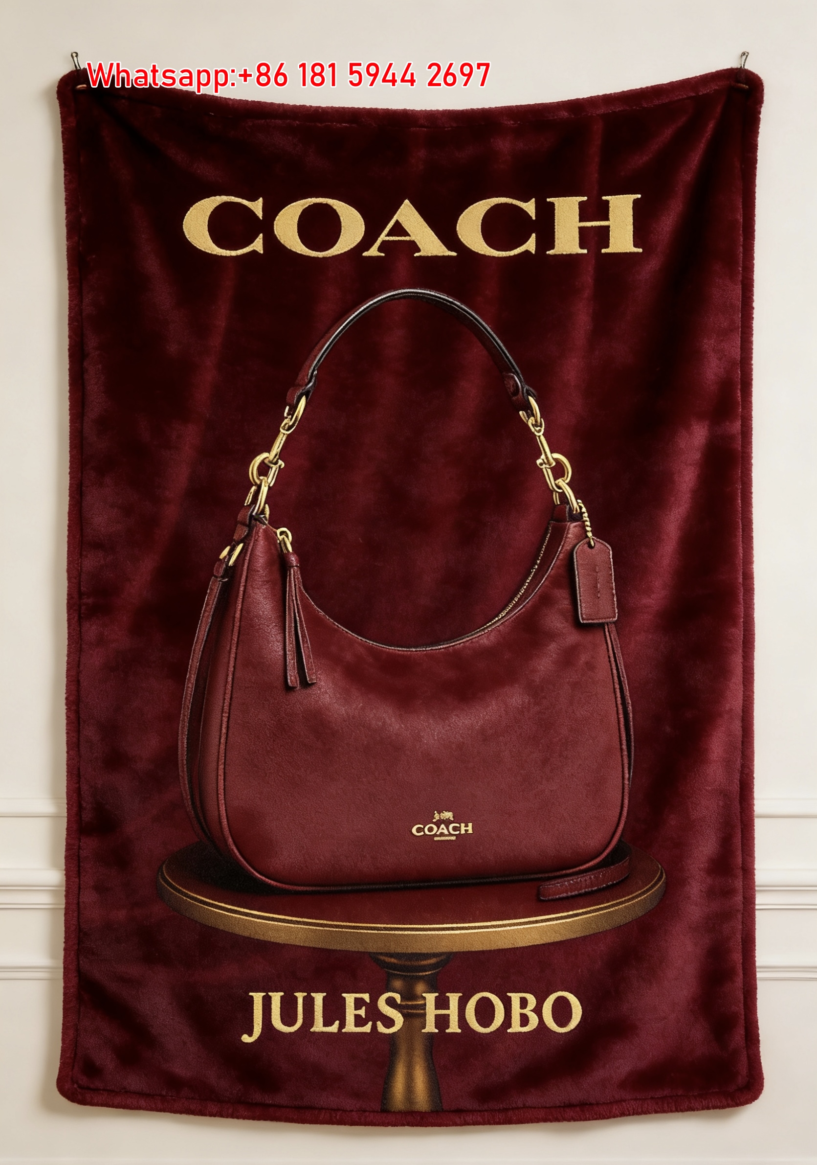 Coach Jules Hobo Flannel Throw Blanket for Sofa C186